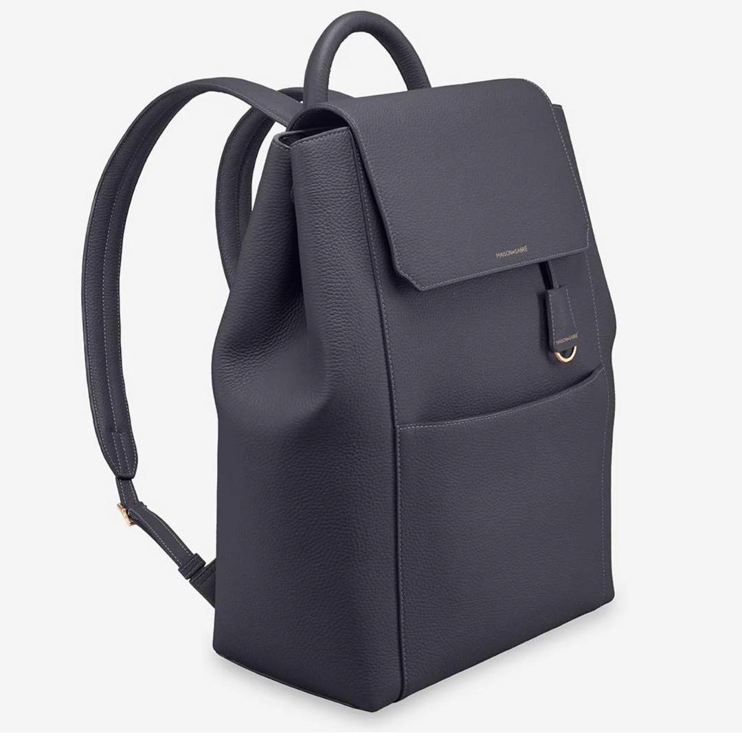 ラージソフトバックパック　ダークグレー　メゾンドサブレ　レザー　革　A4 グレー