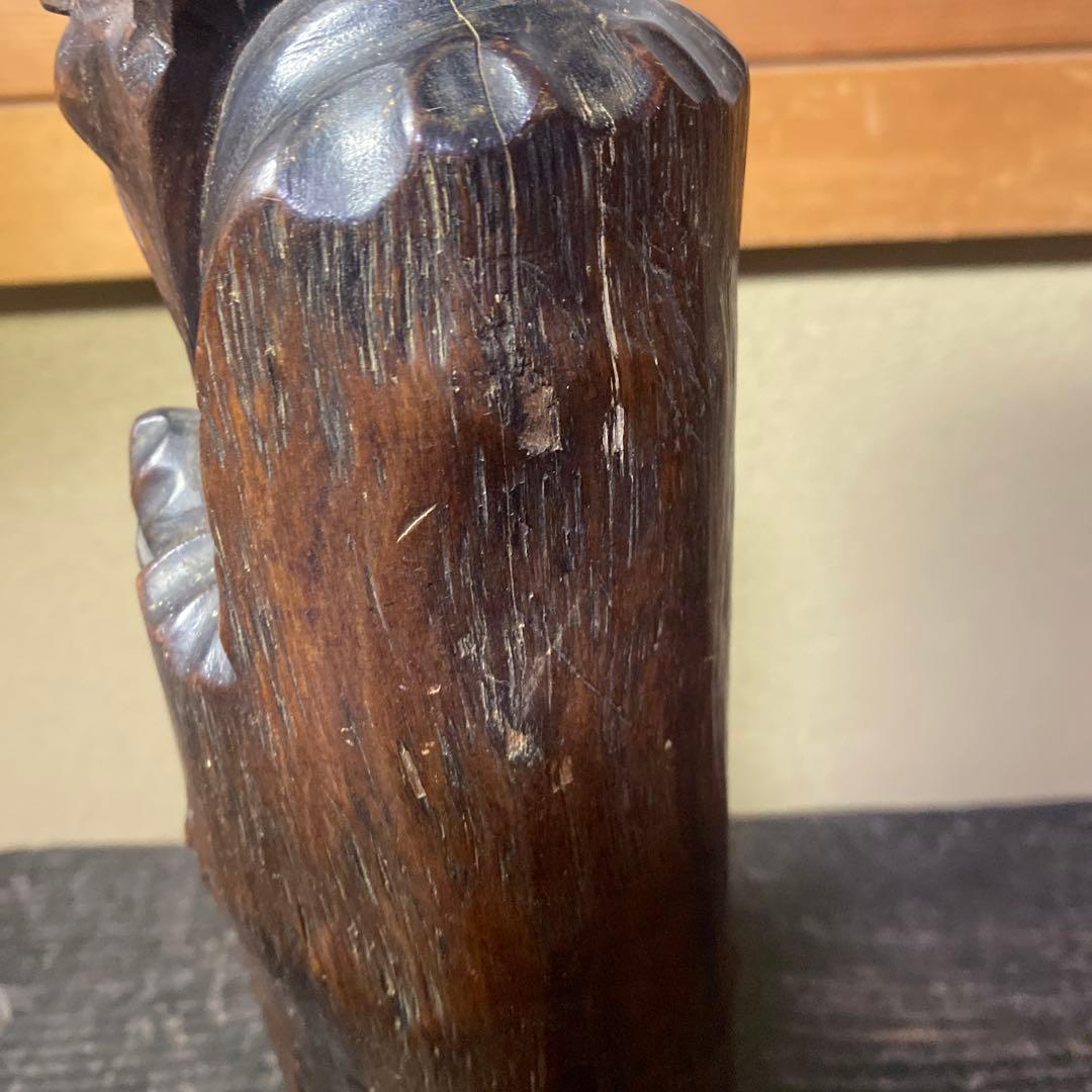 中国古玩　木彫桃仙人