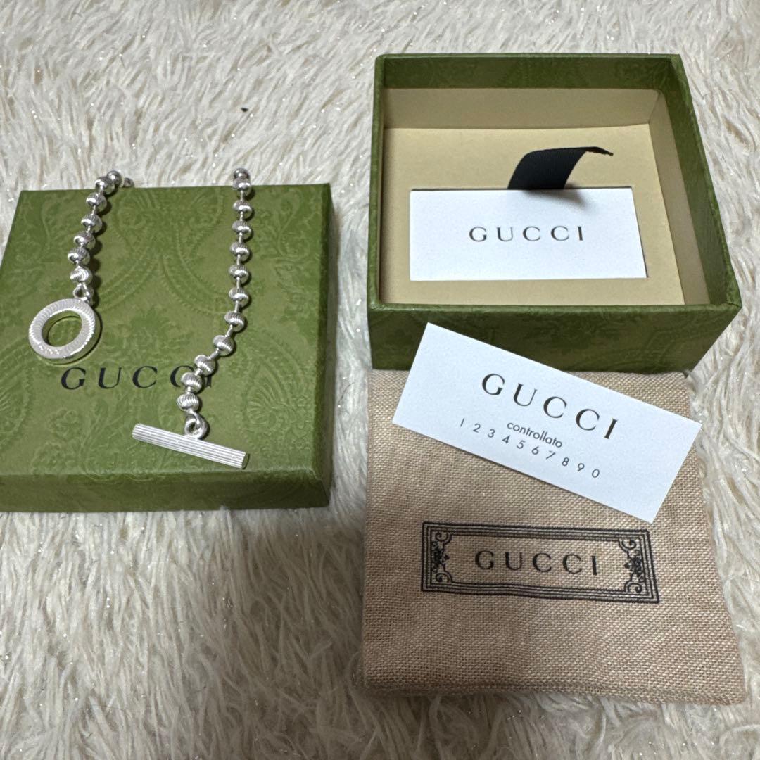 【GUCCI 新品同様品】stripe★ボールチェーンブレスレット★燻　925★