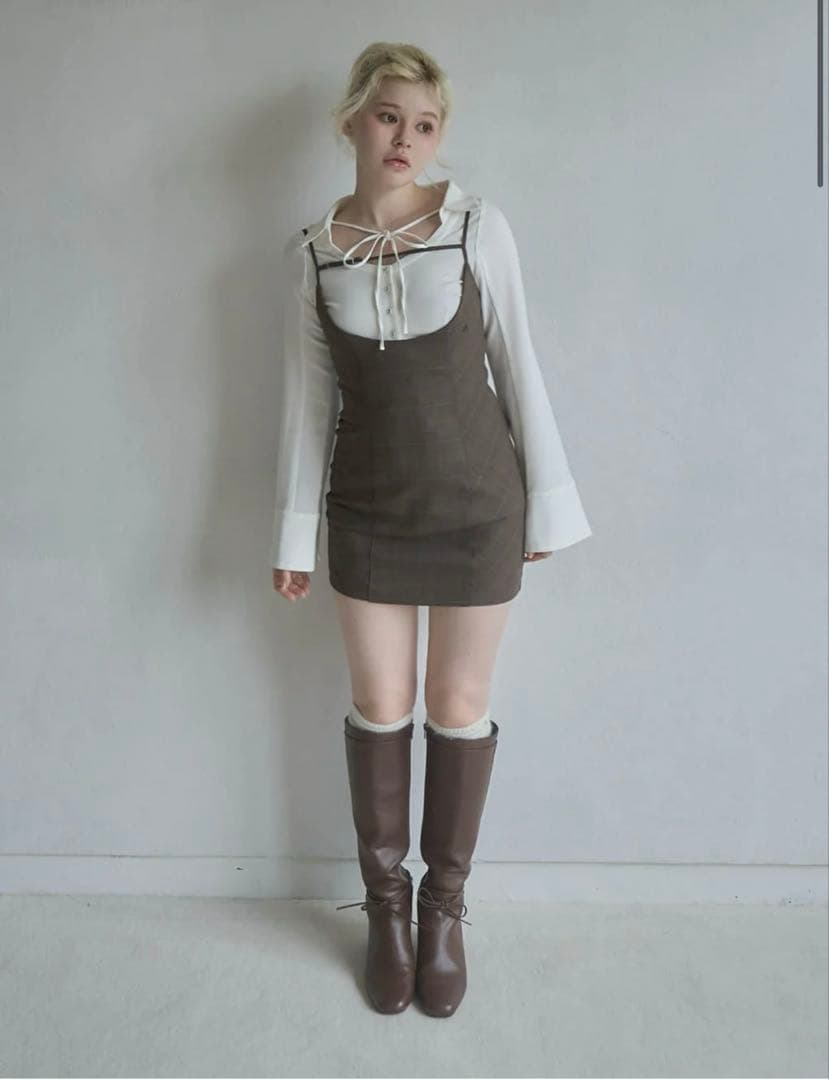 ワンピース Betty layered check dress