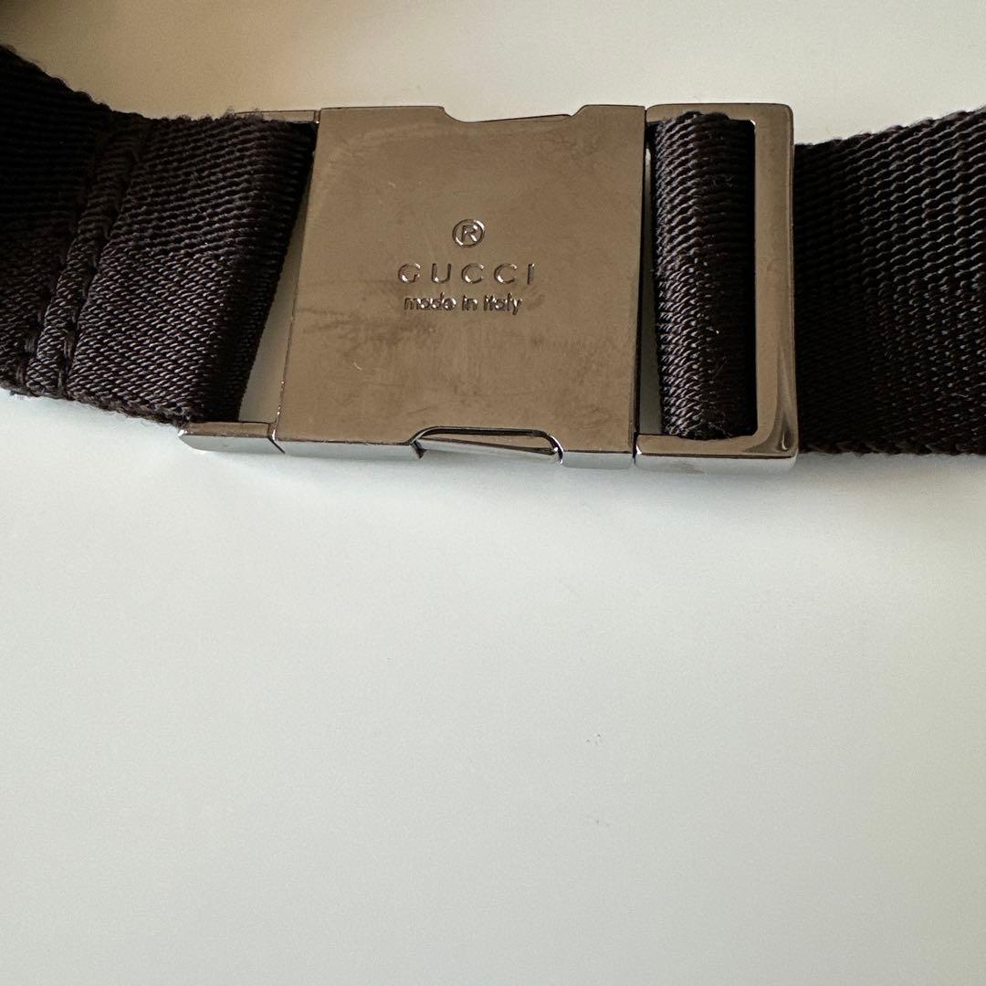 GUCCIボディバッグ GG キャンバス レザー ウエストポーチ ブラウン