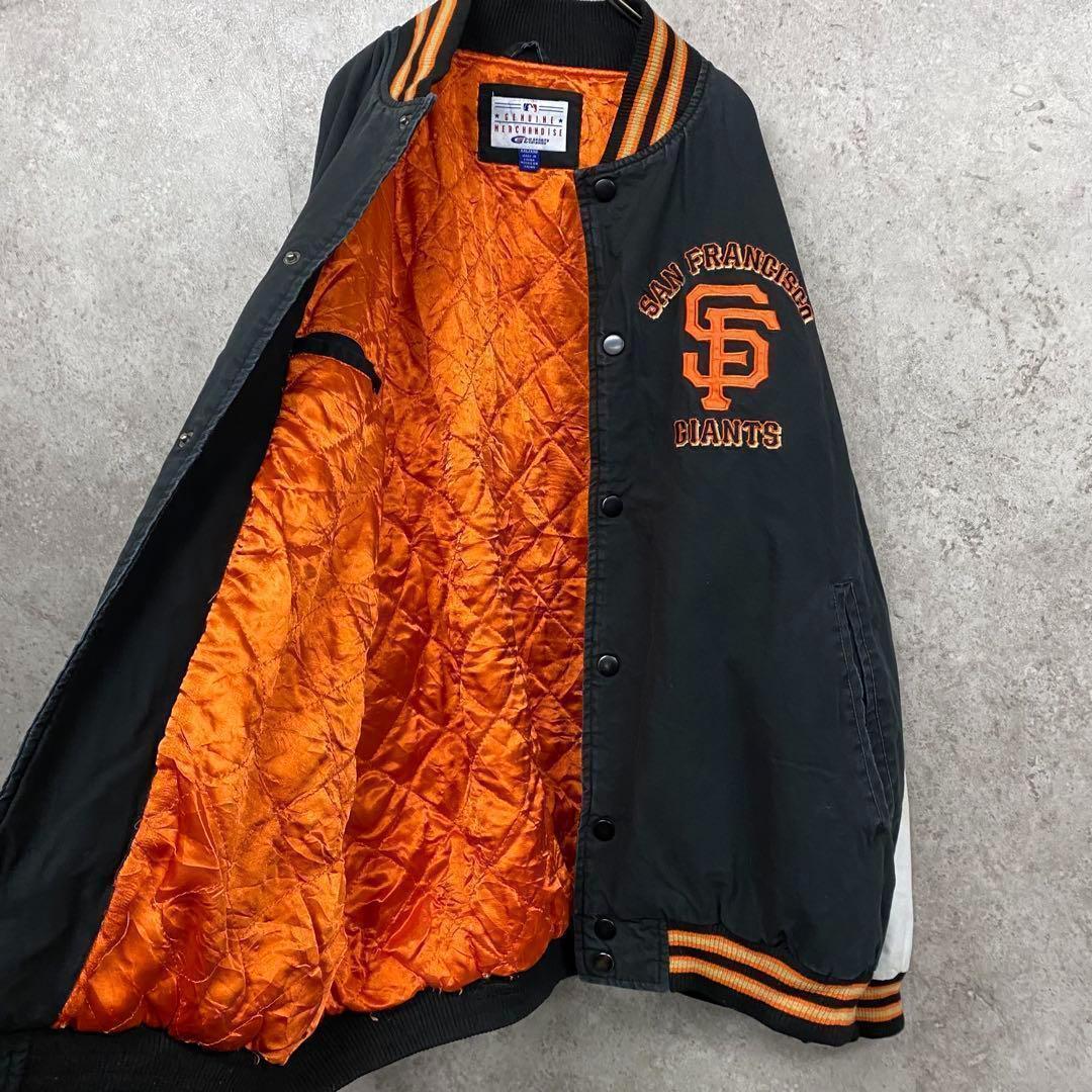 レア限定品 US古着○MLBジャイアンツ 両面刺繍スタジャン 中綿 メンズ3XL