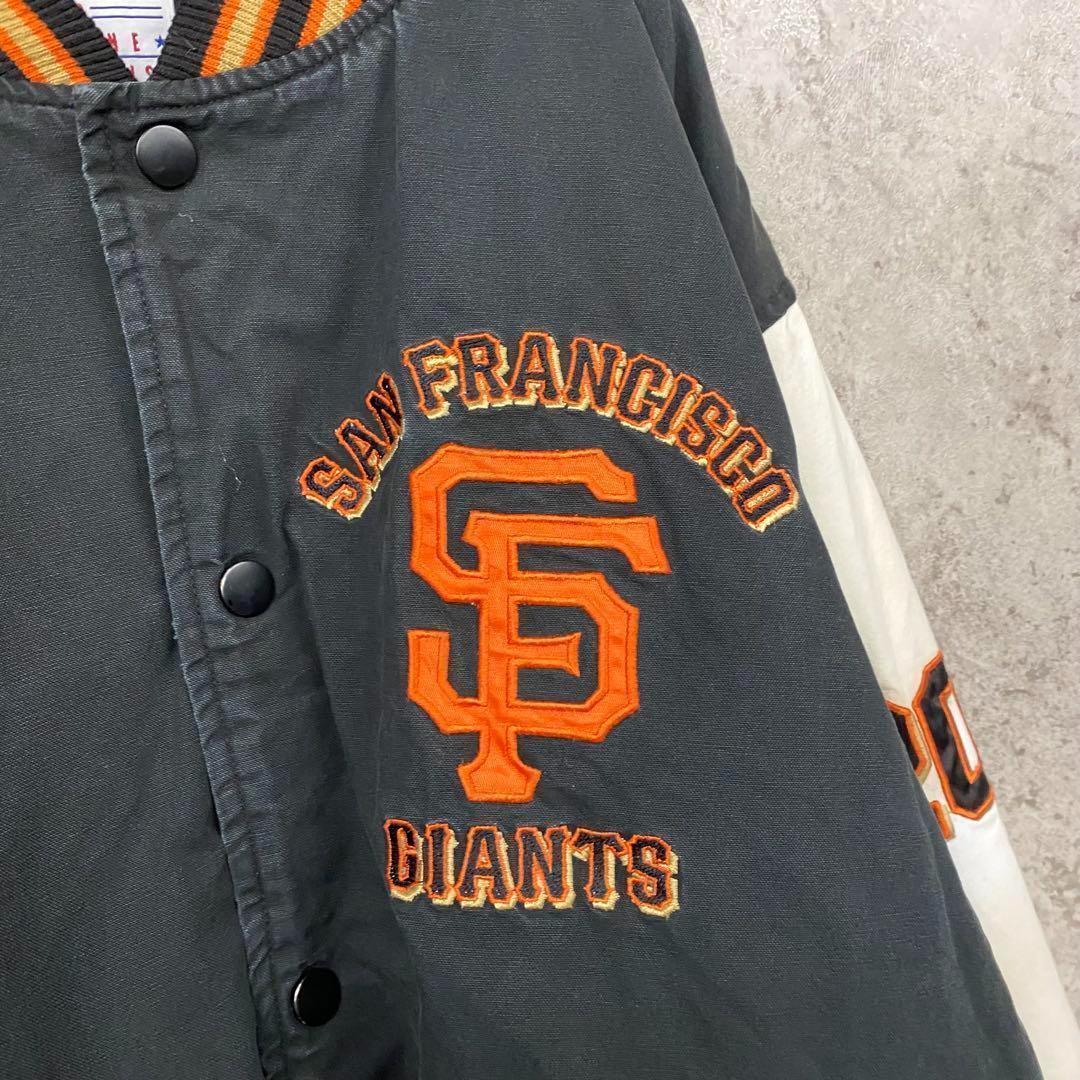 レア限定品 US古着○MLBジャイアンツ 両面刺繍スタジャン 中綿 メンズ3XL
