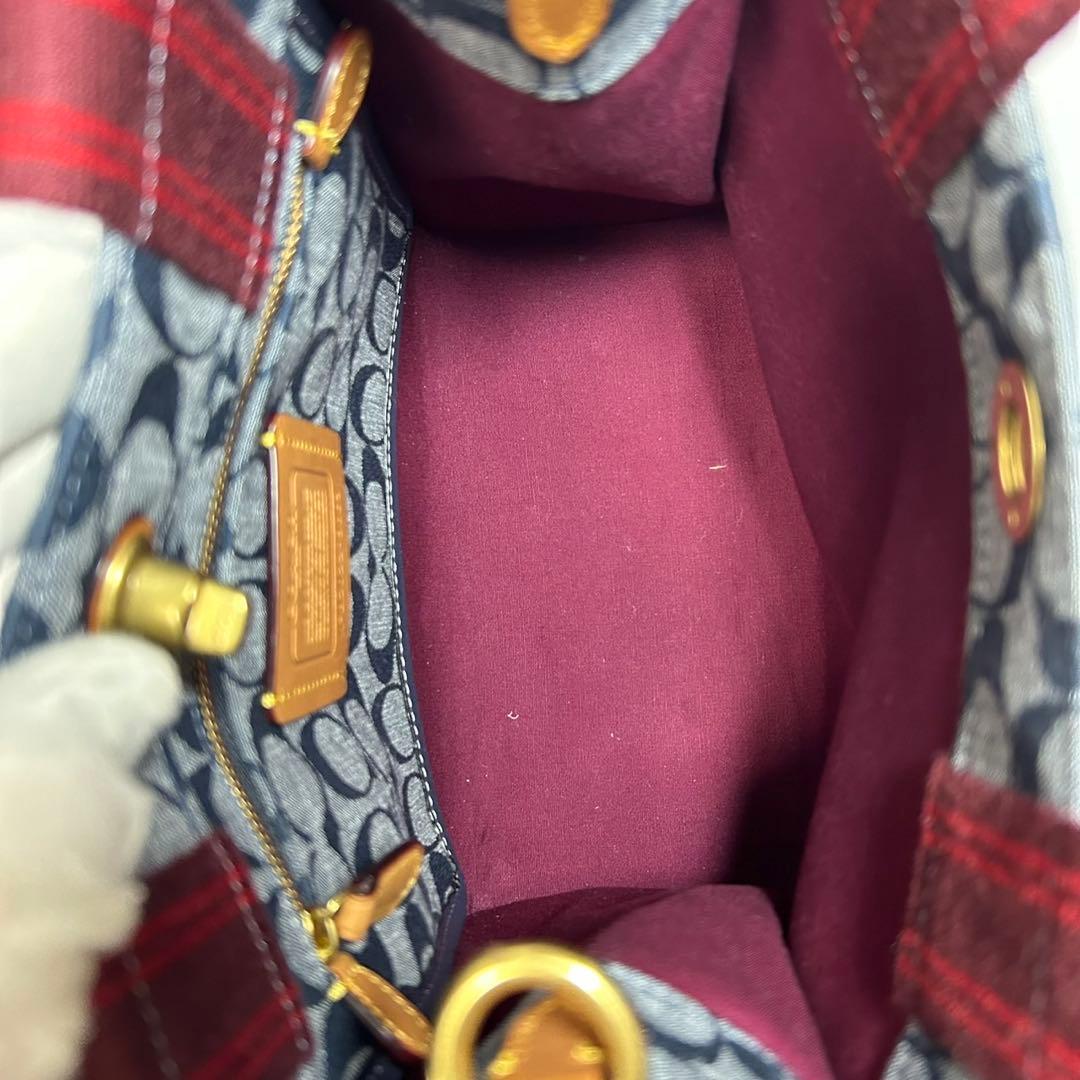 【極美品/カード付】コーチ 3663 シャンブレー トート2way ハンドバッグ