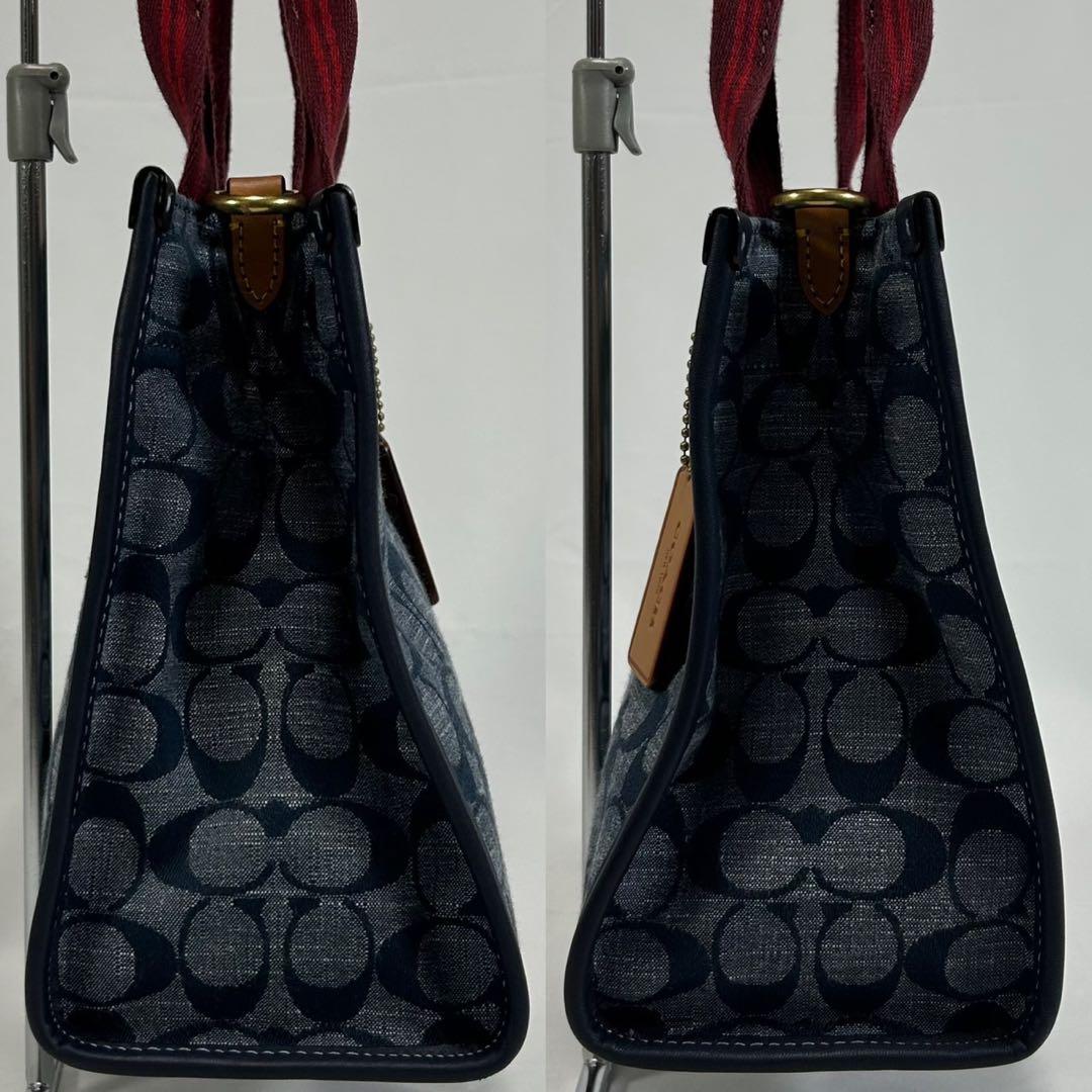 【極美品/カード付】コーチ 3663 シャンブレー トート2way ハンドバッグ