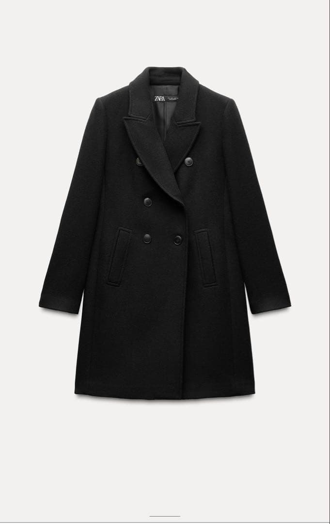ZARA ウールダブルブレストコート - メルカリ