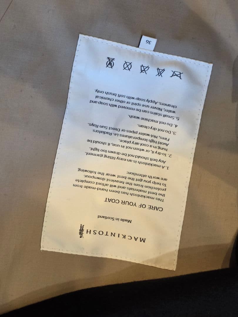 3シーズン着用可能 マッキントッシュ ダンケルド ゴム引き 36サイズ/M