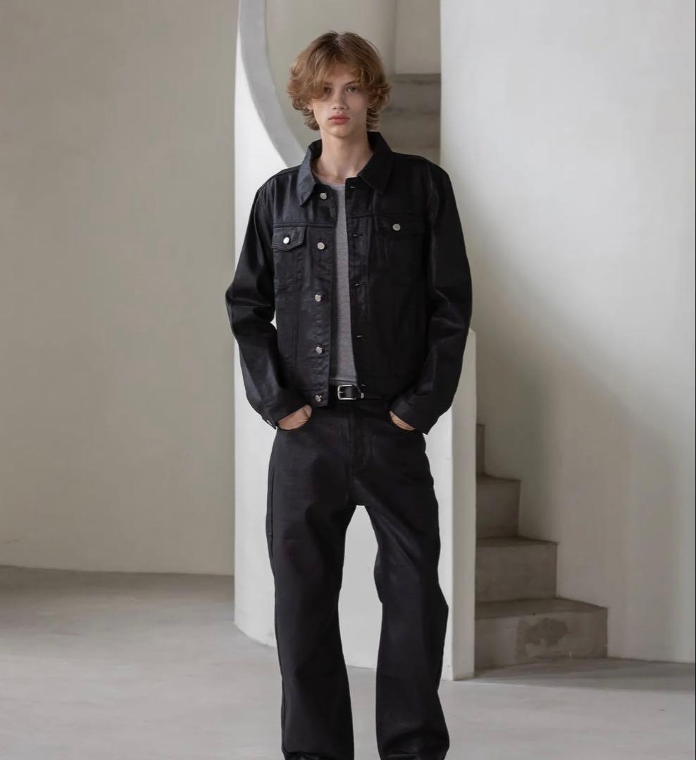 コーティングデニムジャケット ブラック