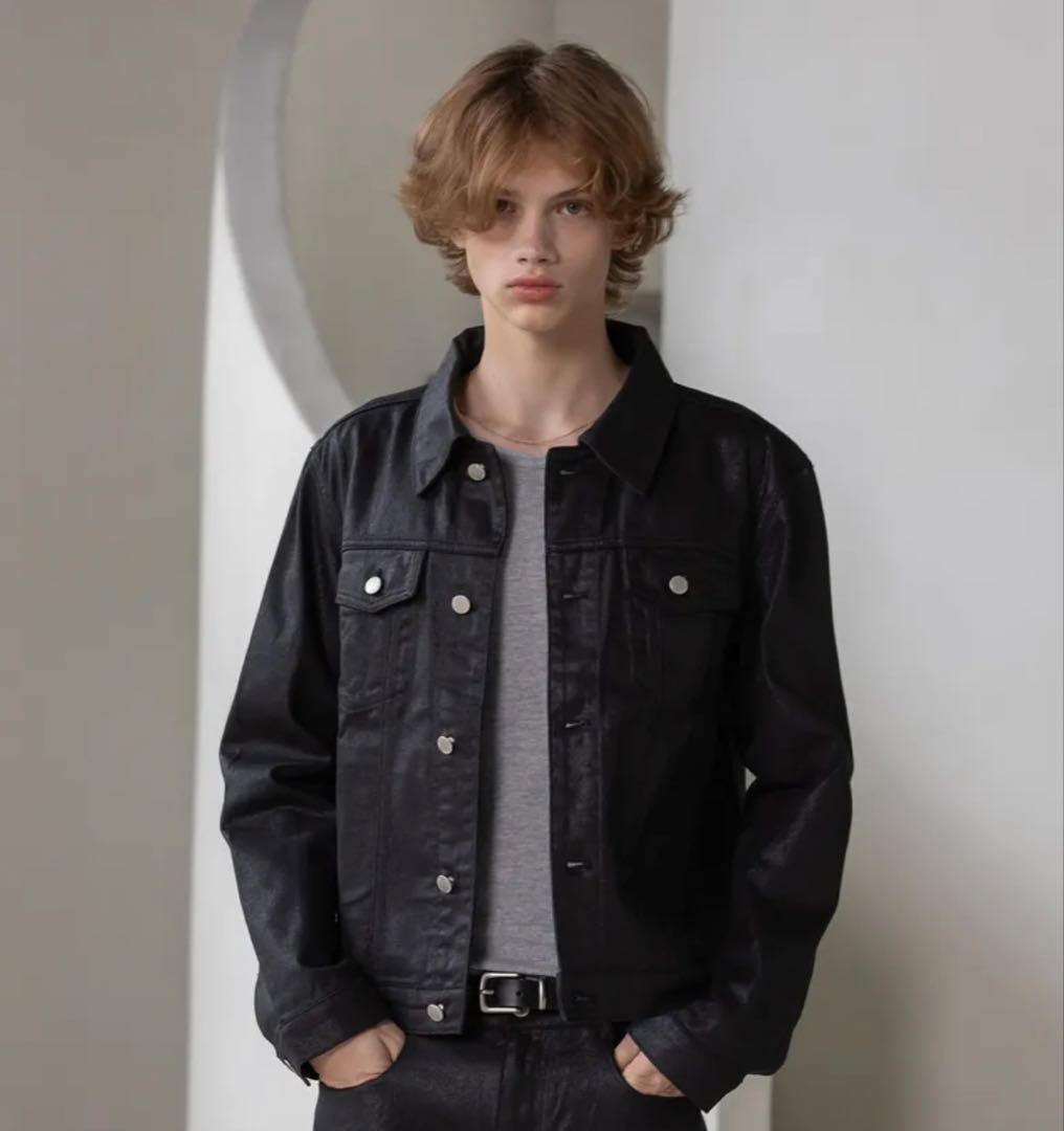 コーティングデニムジャケット ブラック