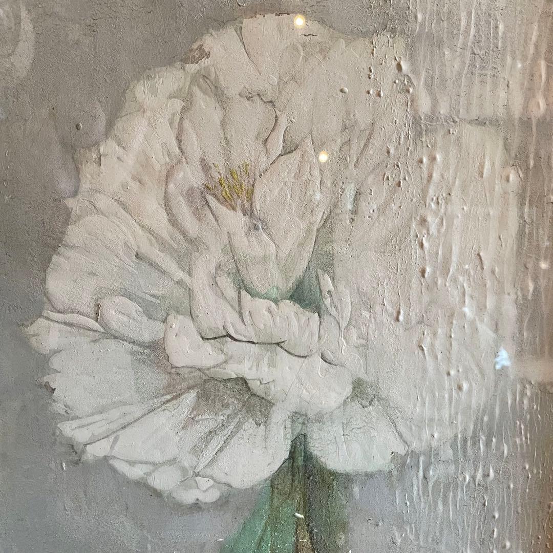 伊藤髟耳 いとうほうじ 題不明 花 日本画 本人サイン入 額付 25.12.6