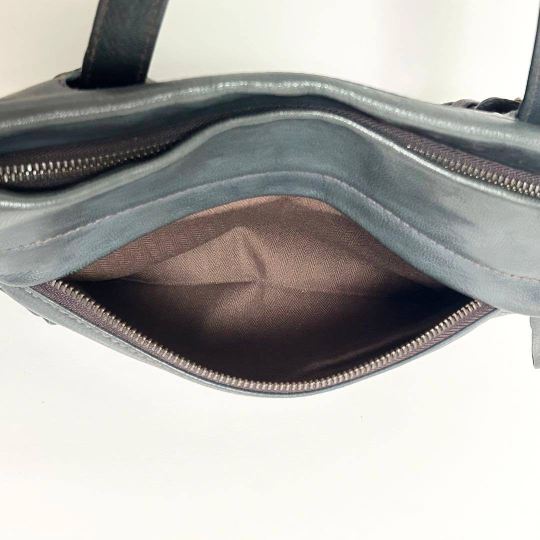 genten ゴートヌメ 2way リュック ショルダーバッグ 本革 ブルー