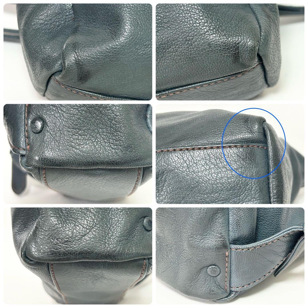 genten ゴートヌメ 2way リュック ショルダーバッグ 本革 ブルー