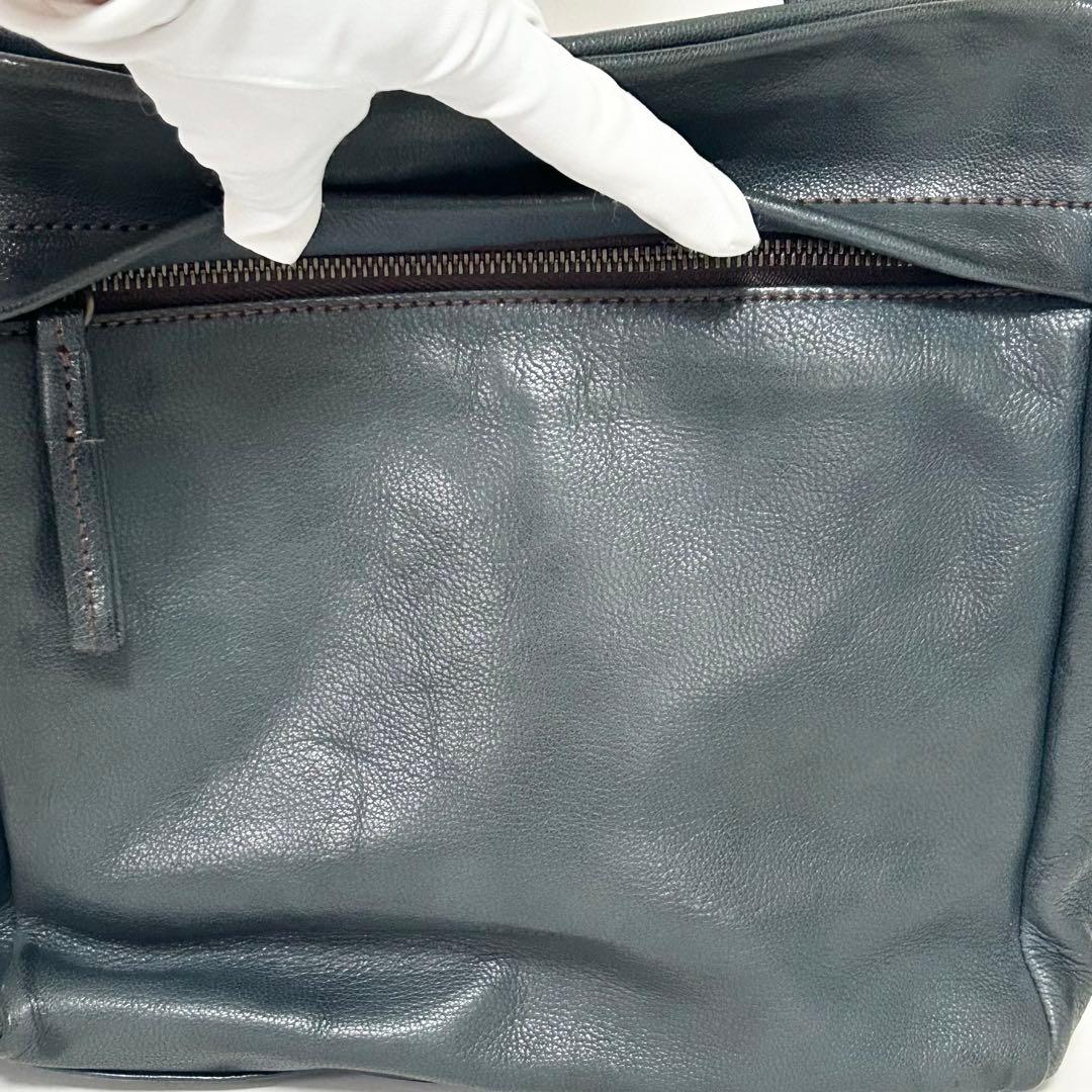 genten ゴートヌメ 2way リュック ショルダーバッグ 本革 ブルー