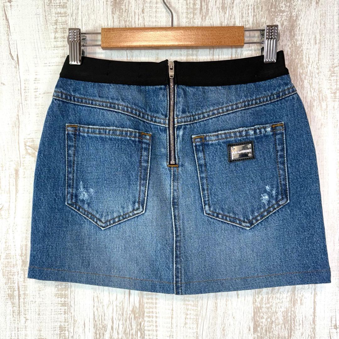 美品 D&G ドルチェアンドガッバーナ ウエストロゴ デニムミニスカート