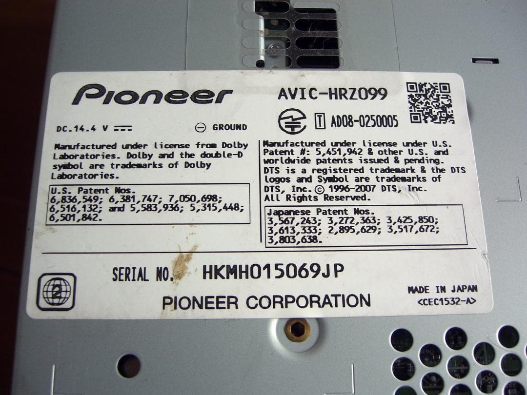 K 最新/最終 2019年版 カロッツェリアAVIC-HRZ099動作品本体のみ