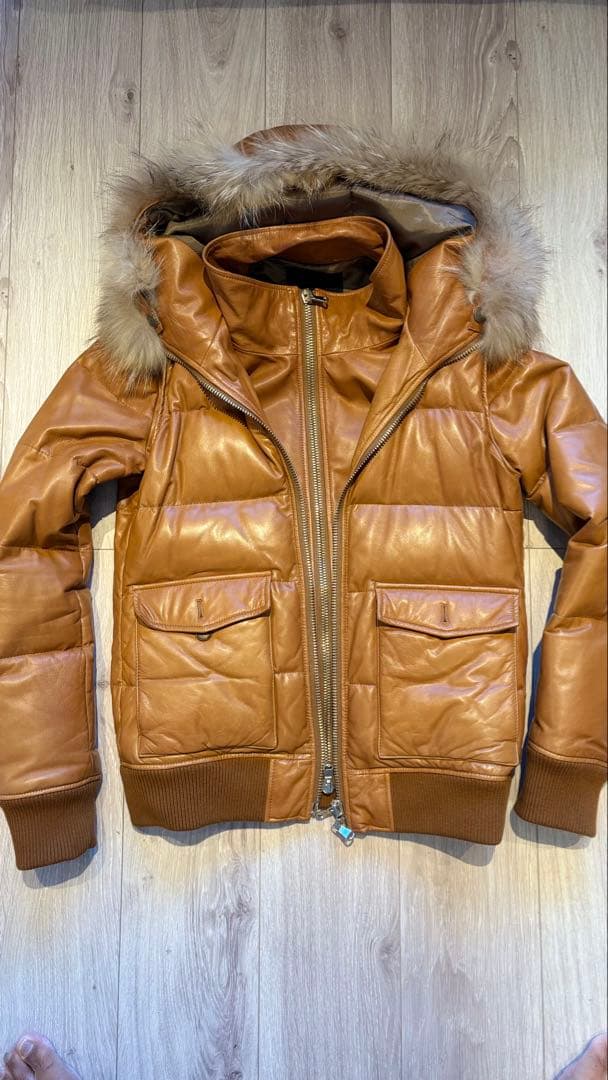 junhashimoto レザー2ウェイ ダウンジャケット キャメル M