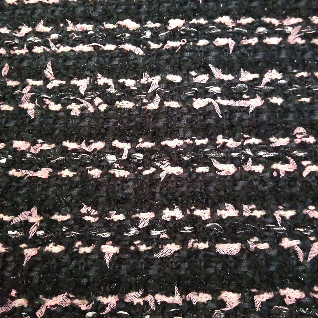 Rene ノースリーブツィードニットワンピース 黒とピンクツイード 34