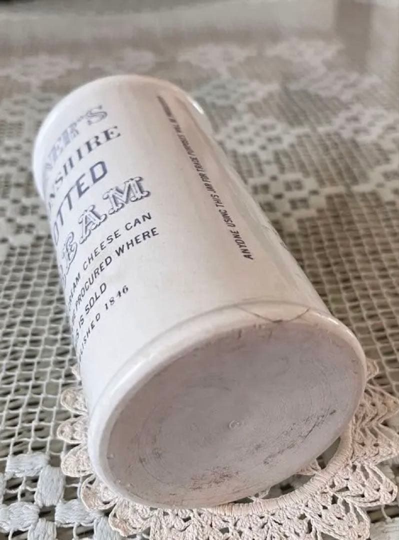 イギリスアンティーク 激レア クロテッドクリーム ネイビーグレー