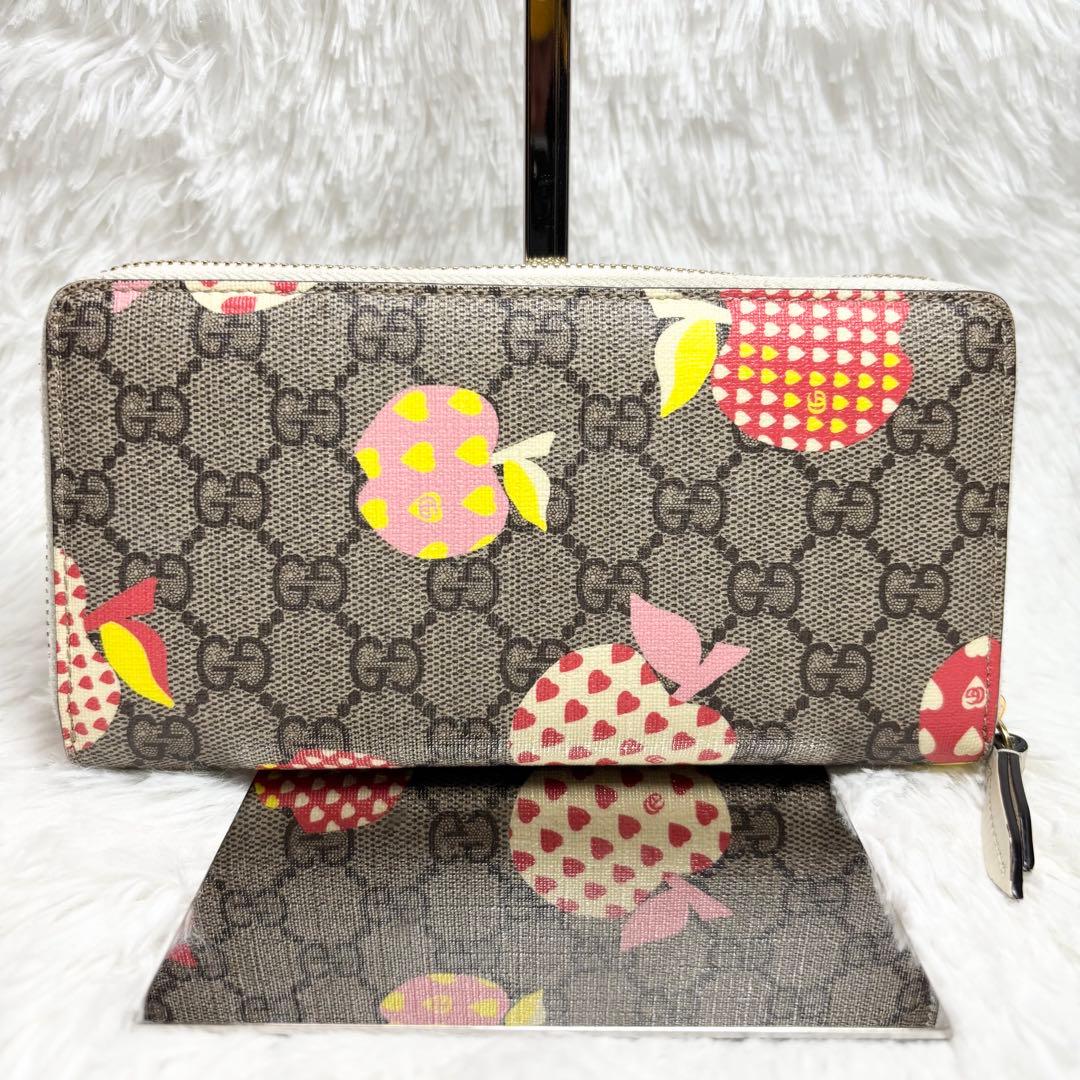 ✨付属品完備✨ グッチ 長財布 GGスプリーム りんご アップル ピンク ハート