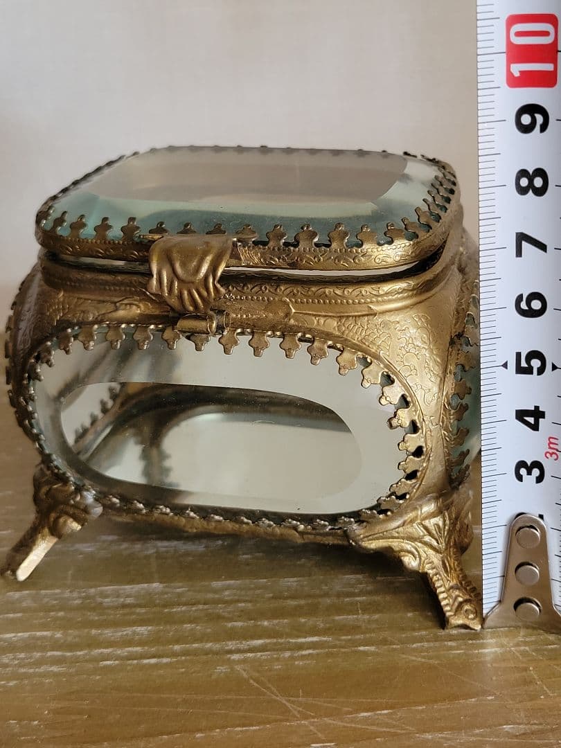 再販】フランスアンティーク ジュエリーボックス 装飾 ガラス小物入れ