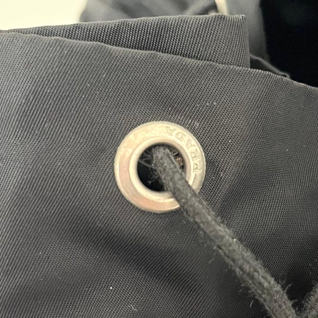 ⭐️美品⭐️プラダ RRADA 巾着型 リュック テスート レザー 三角ロゴ 黒