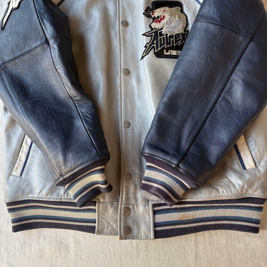 希少 AVIREX タイガー 虎 レザー スタジャン バーシティージャケット L