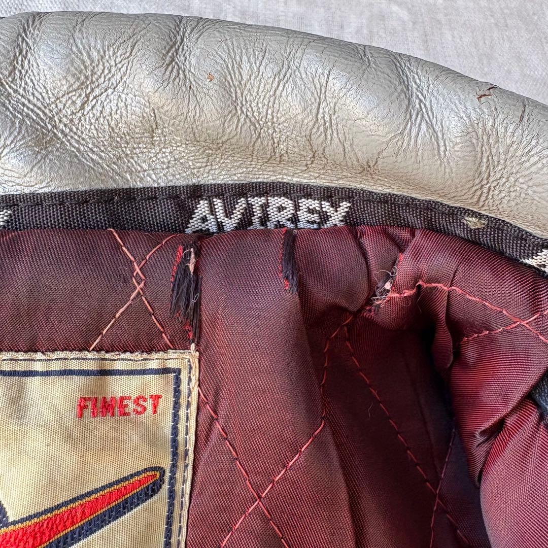 希少 AVIREX タイガー 虎 レザー スタジャン バーシティージャケット L