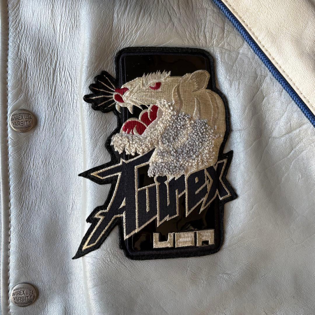 希少 AVIREX タイガー 虎 レザー スタジャン バーシティージャケット L