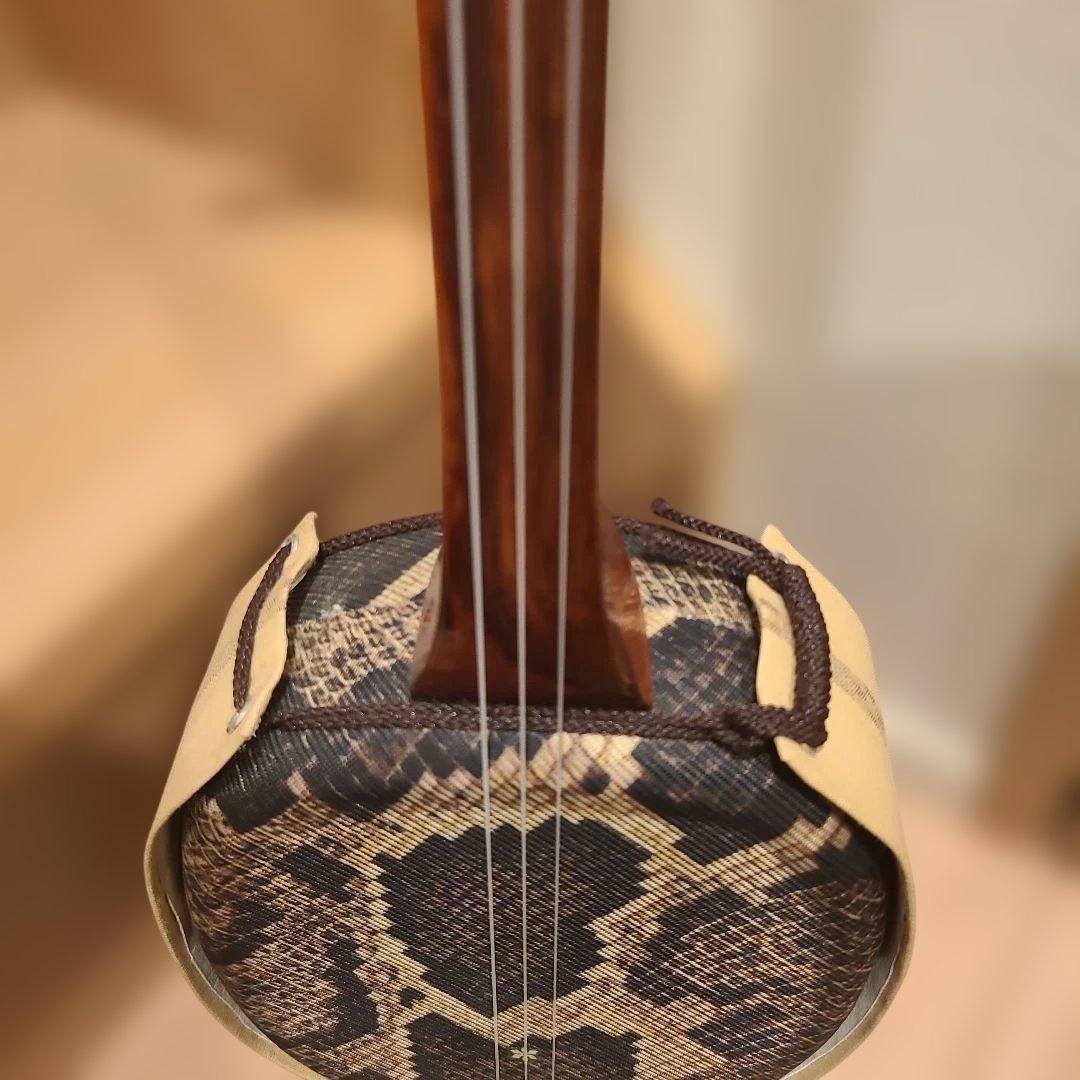 ✨希少✨沖縄三線 蛇柄 ヘビ柄 人工皮 工工四シール 頭カバー 爪付き 三味線