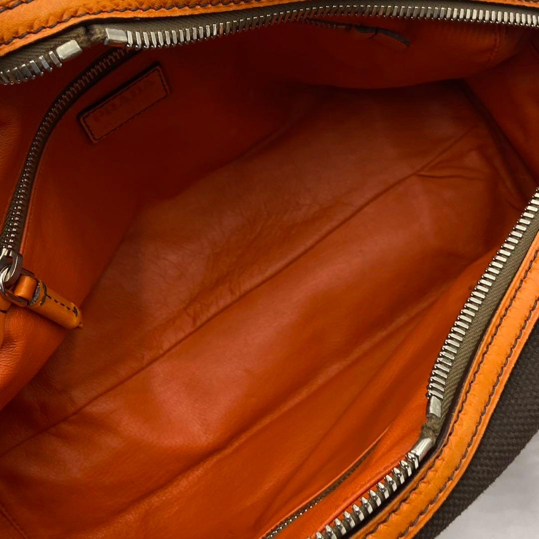 希少】PRADA ハンドバッグ 三角ロゴプレート y2k オレンジ レザー