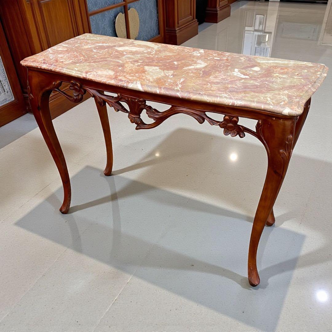 イタリア製 アンティーク調 大理石 サイドテーブル 猫脚 コンソール