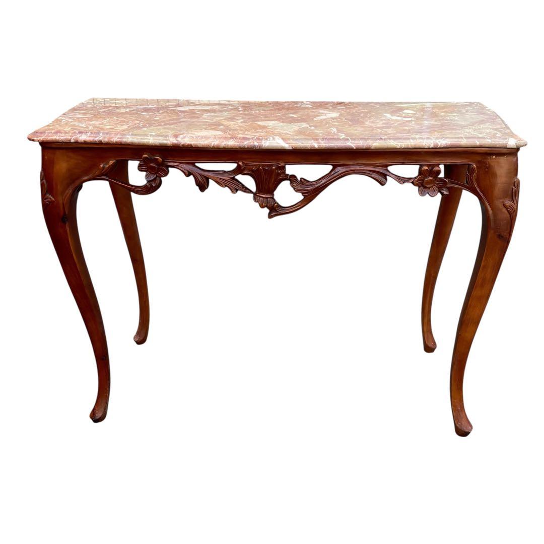 イタリア製 アンティーク調 大理石 サイドテーブル 猫脚 コンソール