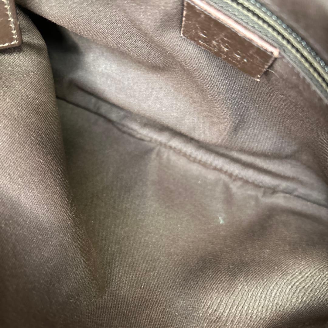 GUCCI ウエストバッグ　GGキャンバス　ウエストポーチ　ブラウン　レザー