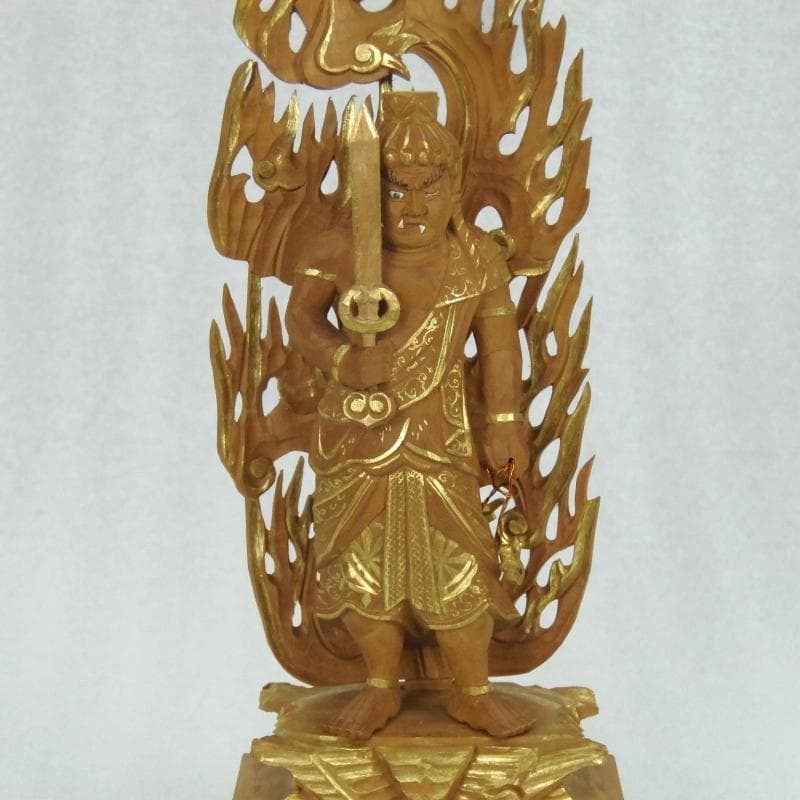 お盆お彼岸大特価中　白檀仏像★白檀 不動明王3.5寸 金泥★お不動さん★お仏壇に