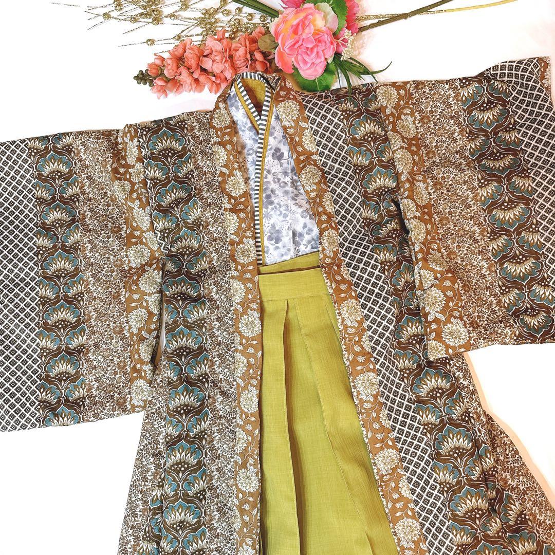 fマルチブラウンミックス５歳羽織り袴セット110〜120