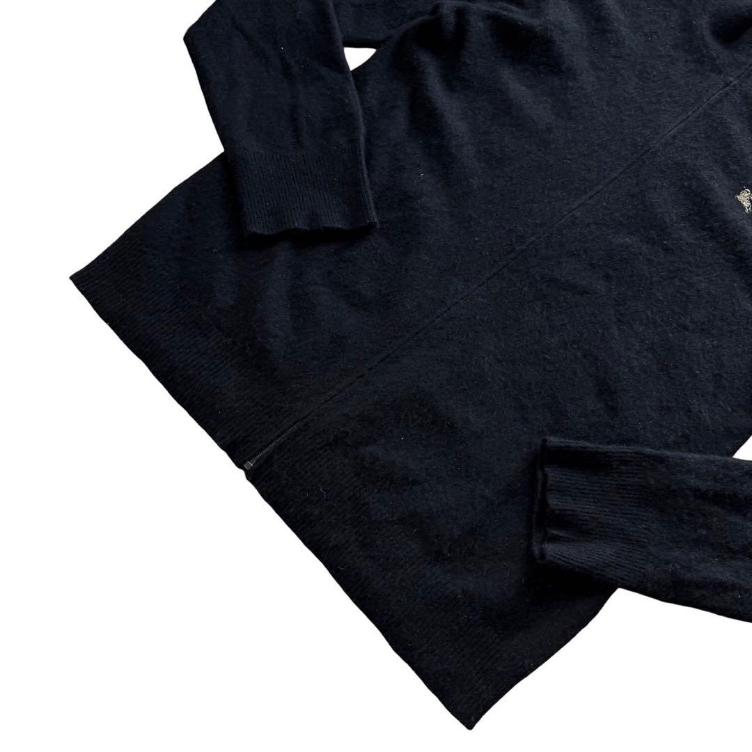バーバリー ブラックレーベル ニット パーカー カシミヤ混 ブラック Lサイズ