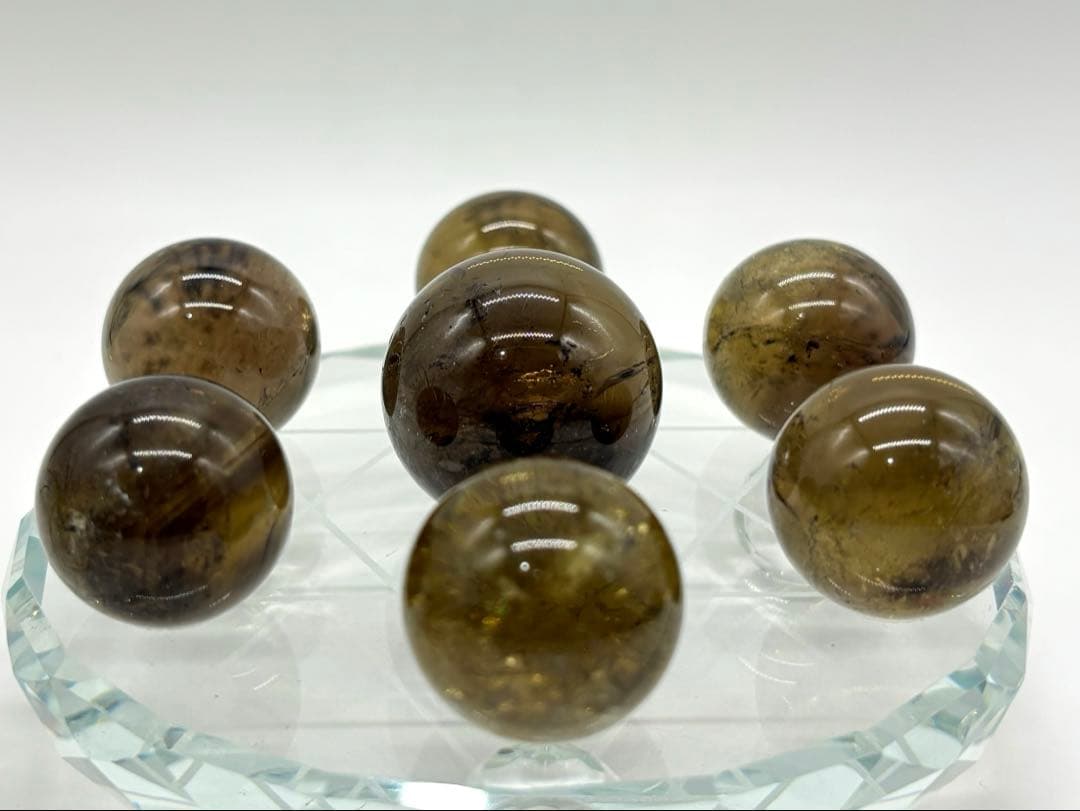 希少 天然石✨スモーキーシトリン✨七星陣スフィアセット 虹入り(小