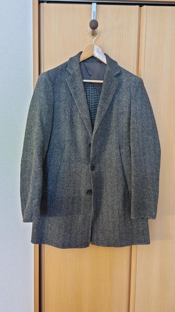 EDIFICE エディフィス チェスターコート ヘリンボーン グレー