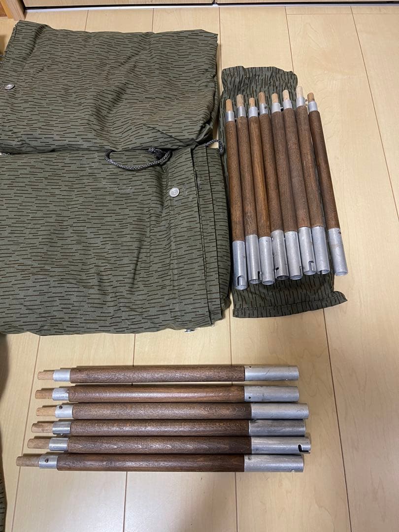 東ドイツ軍幕 4枚 デッドストック品 洗浄済 ワックス処理済 ポール