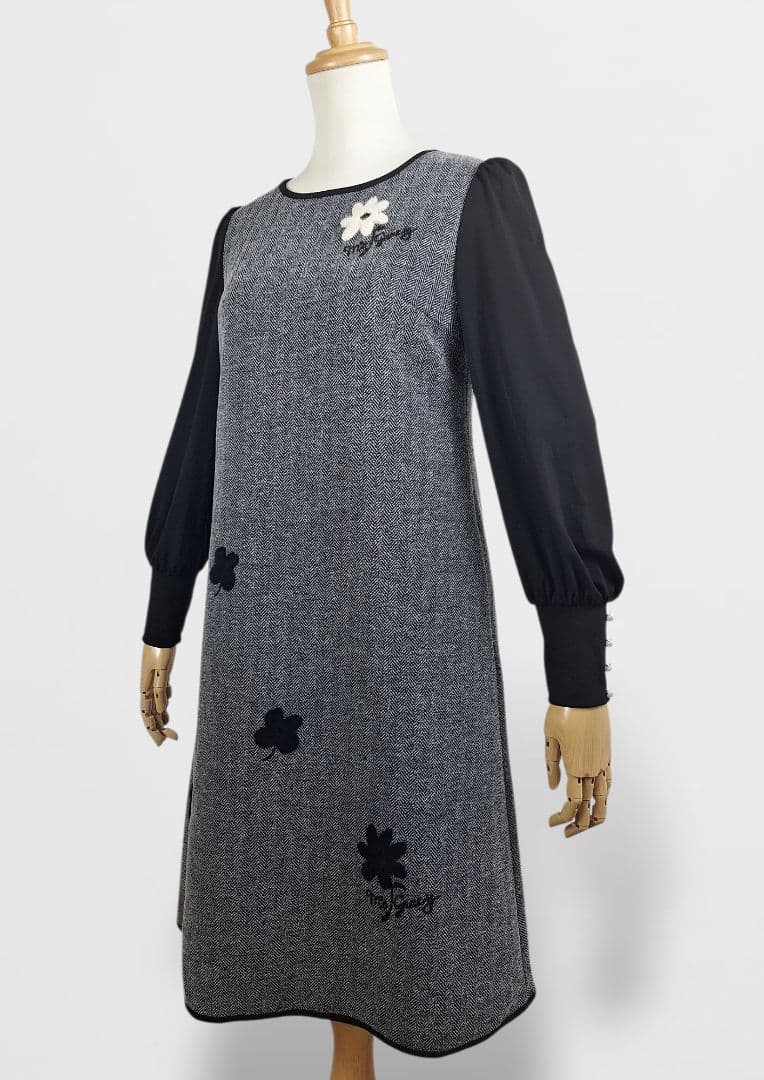 超美品 M's gracy コンフォートヘリンボーンワンピース