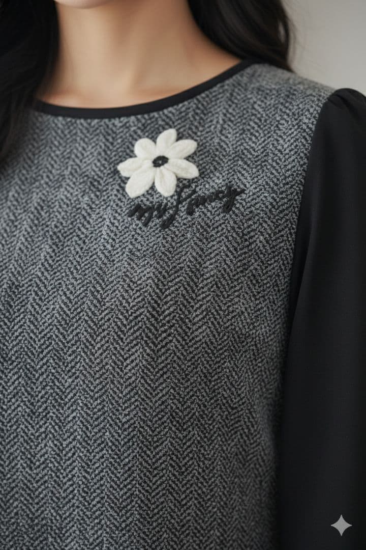 超美品 M's gracy コンフォートヘリンボーンワンピース