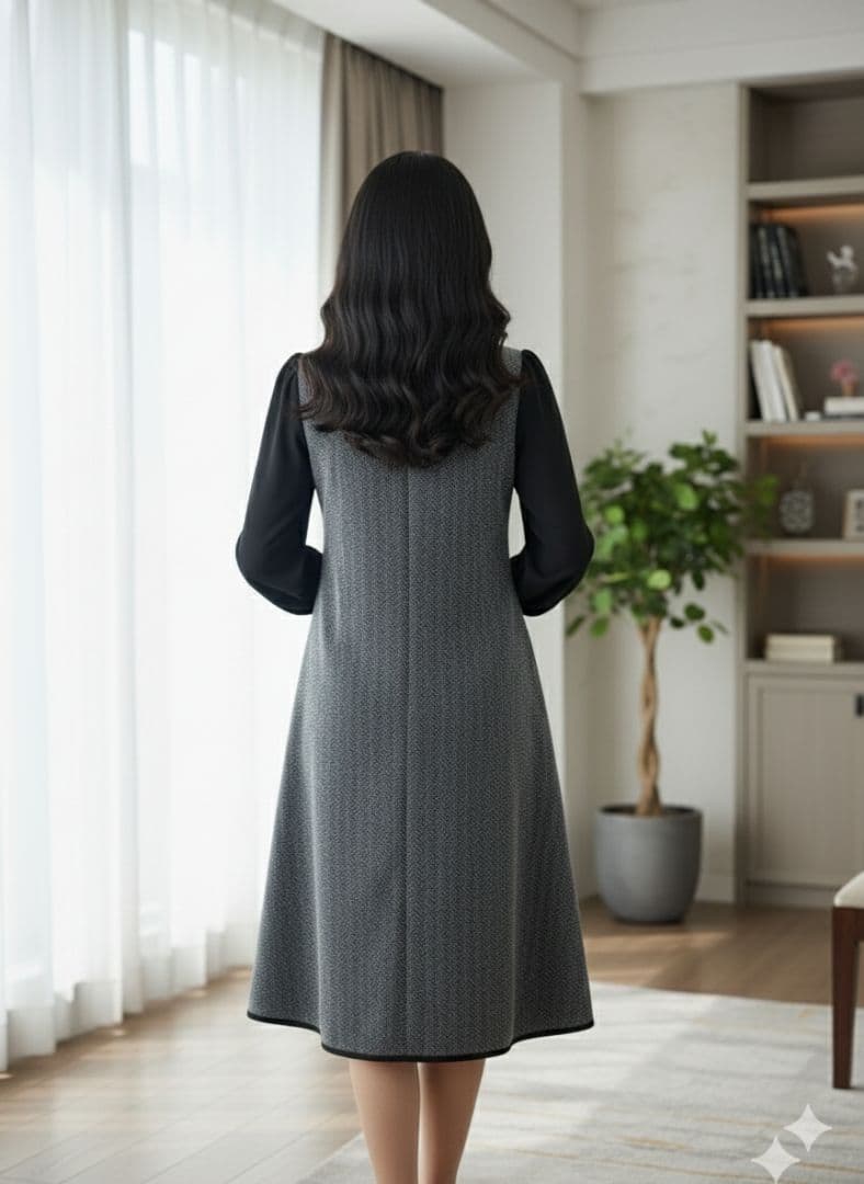 超美品 M's gracy コンフォートヘリンボーンワンピース