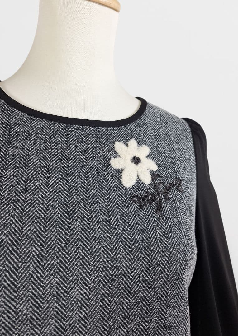 超美品 M's gracy コンフォートヘリンボーンワンピース