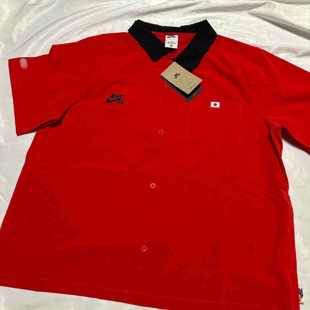 新品 XL NIKE SB ショートスリーブ ボウリングシャツ レッド 鯉