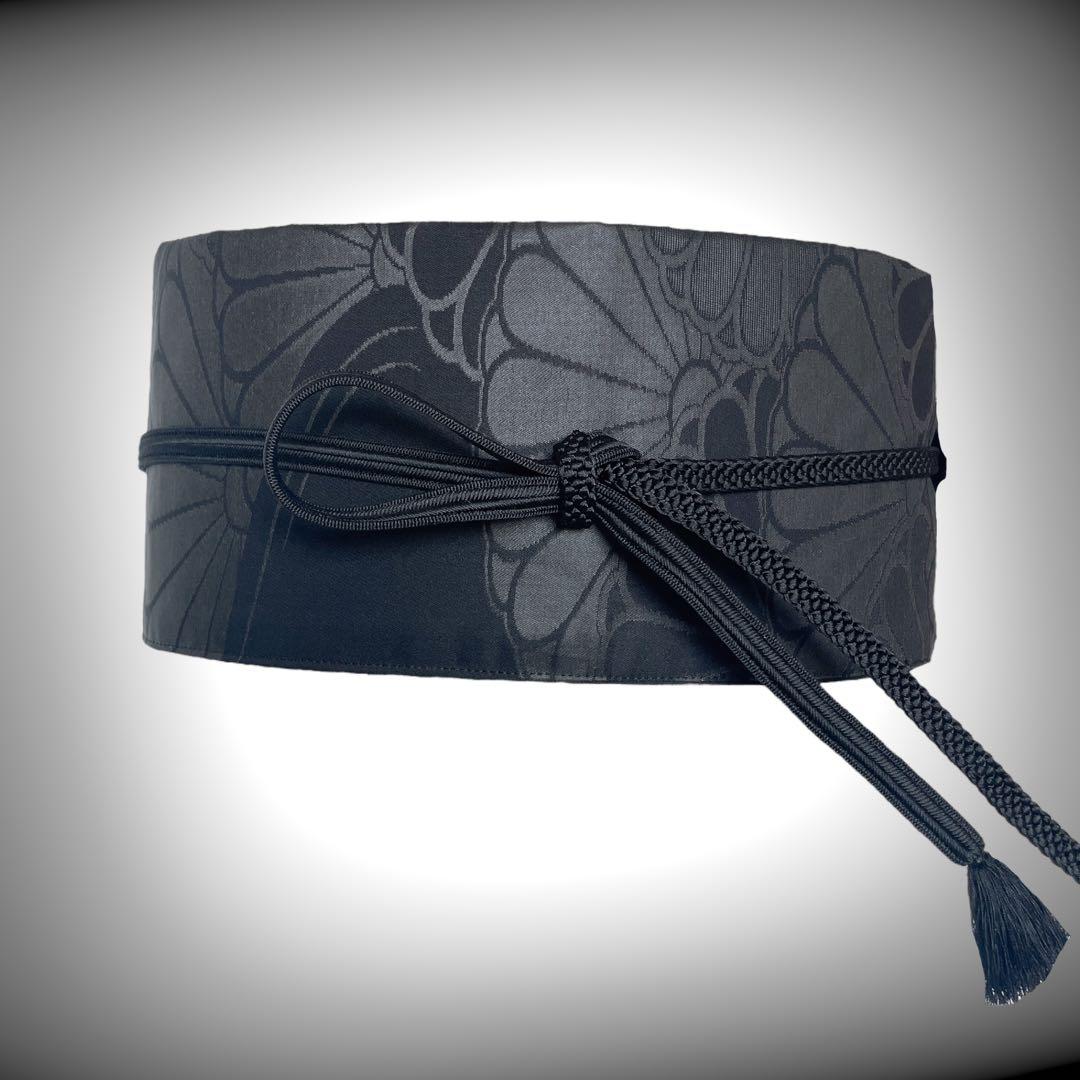 サッシュベルト付き 赤黒で魅せるフレアーロングワンピース 結婚式 着物リメイク