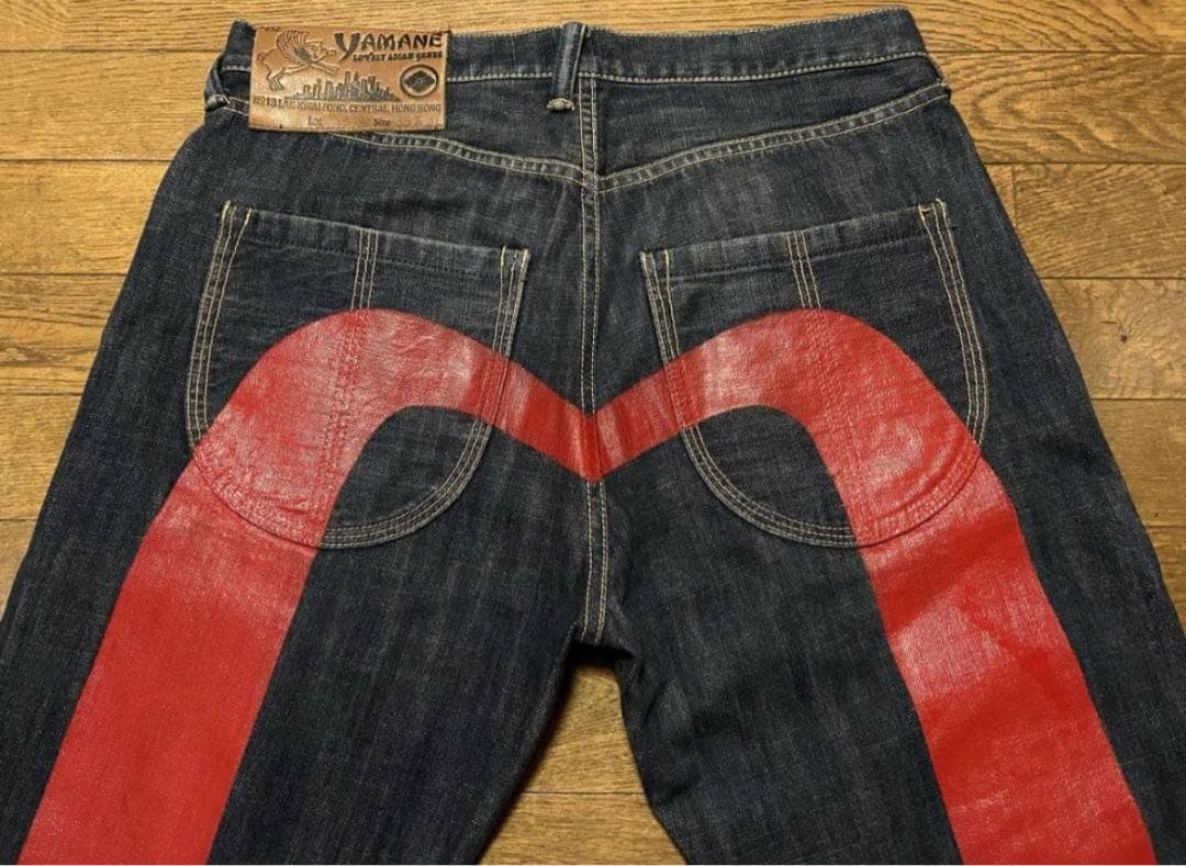 YAMANE ヤマネ レッドペイント大黒 デニムパンツ エヴィス ev