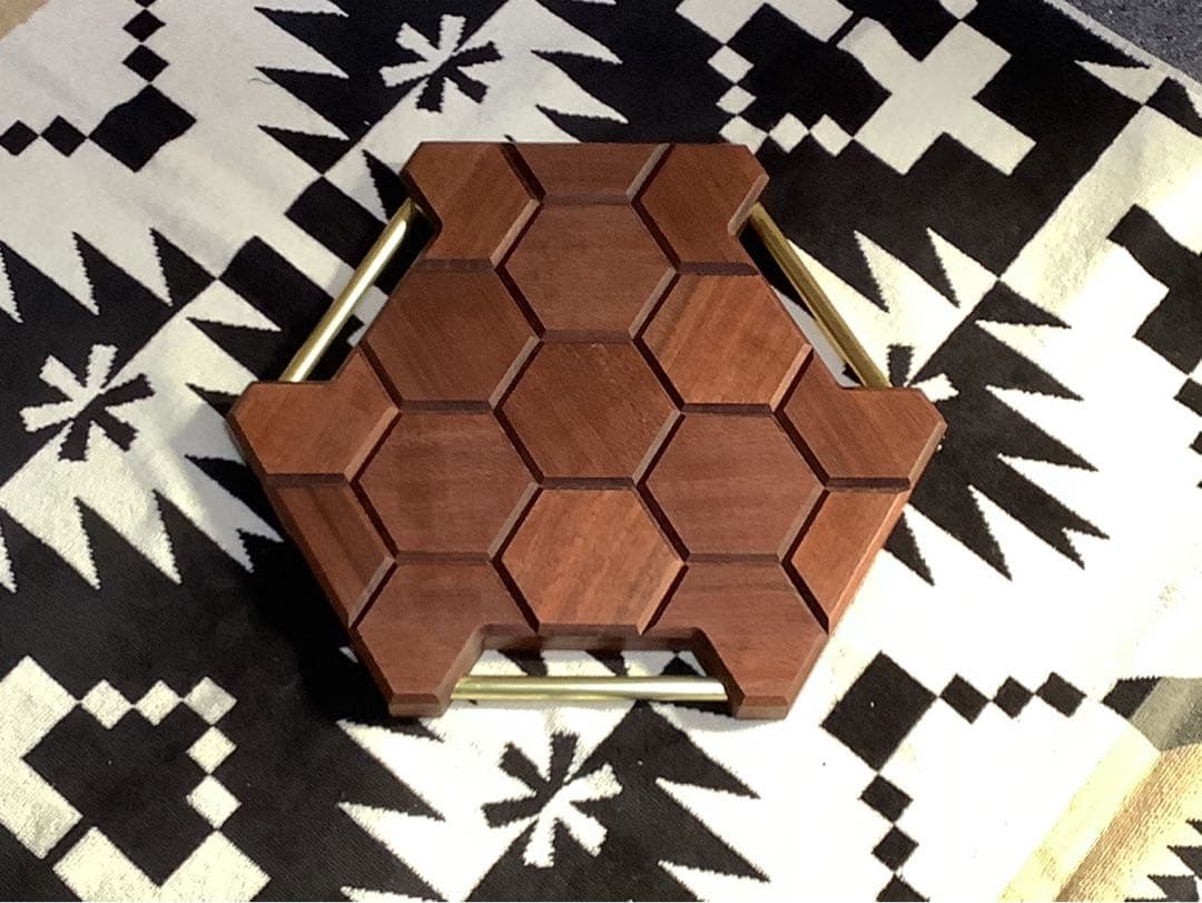 ヘキサゴンテーブル天板三脚テーブルヘキサゴン122ウォールナット