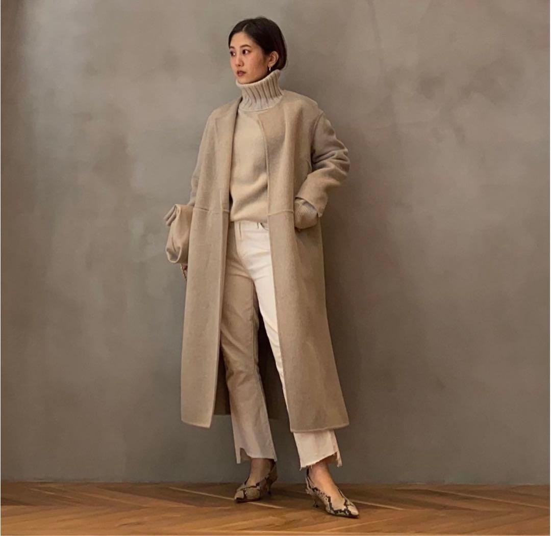 新品タグ付】victorian リバーロングノーカラーコート ベージュ - メルカリ