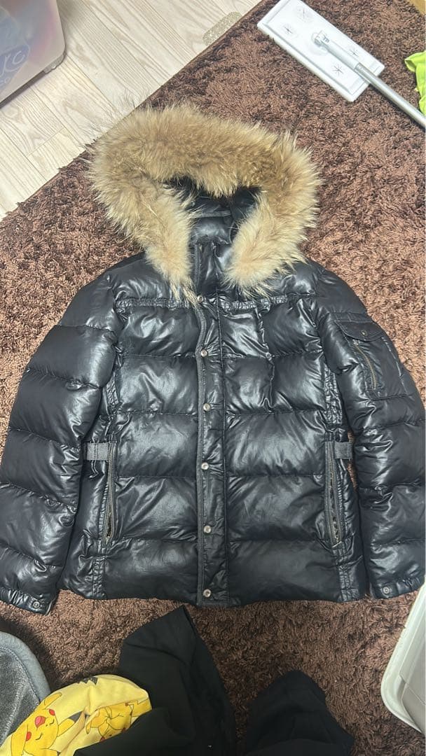 y2k ファー ダウンジャケット 平成 お兄系 光沢 グランジ