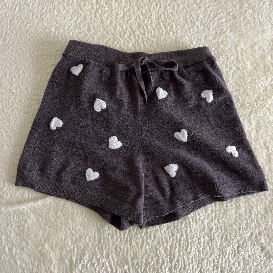 ジェラピケ　パジャマ　ルームウェア　グレー　ハート　半袖　半パン